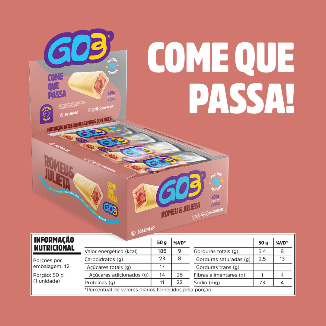 BARRA PROTEICA 50G GO3 - 12 UNIDADES
