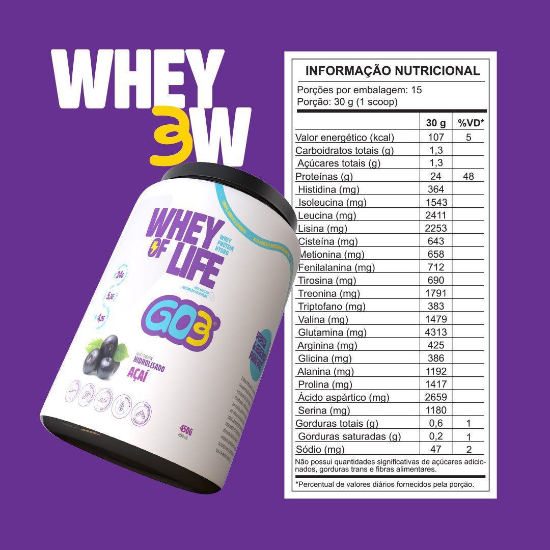 WHEY PROTEIN HIDROLISADO GO3 - 450G