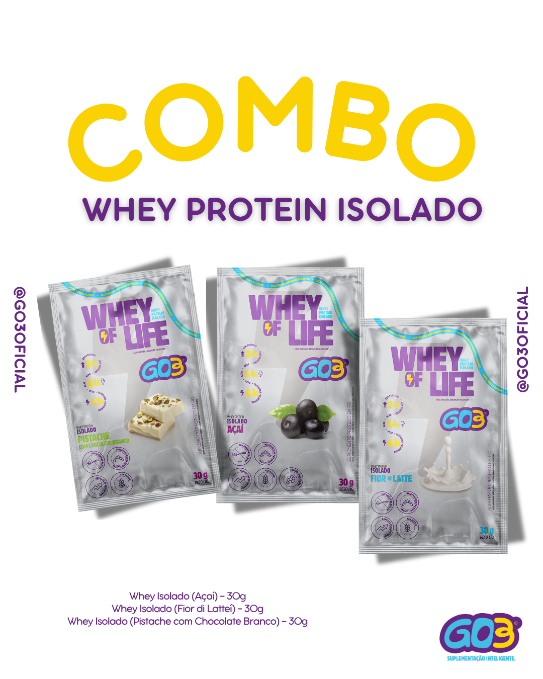 Combo WHEY PROTEIN ISOLADO GO3